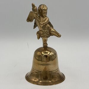 Vintage Brass Cherub Angel Bell Solid Brass Made in India Decorative